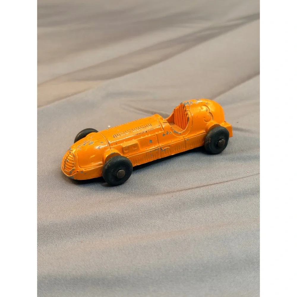 Vintage Tootsietoy Orange Diecast Race Car Number 3 Made in USA 3 Inch Racer